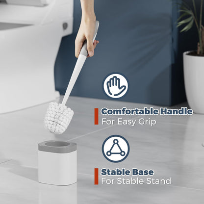 Holaloha Toilet Brush and Holder Set, Space Saving, 2 Pack, White