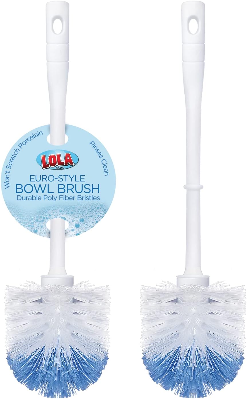 LOLA Classic Toilet Brush, Durable Fiber Stiff Bristles, Non-Scratch - 2 PK