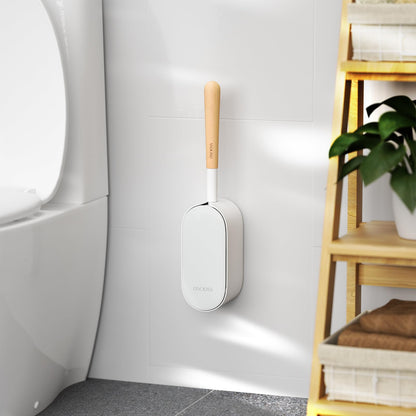Toilet Bowl Brush and Holder, OSCIOSS Toilet Brush Set with Ergonomic Design, Compact Size, Durable Bristles, RV Toilet Brushes & Holders for Dead Corner Clean (White, 1pack)