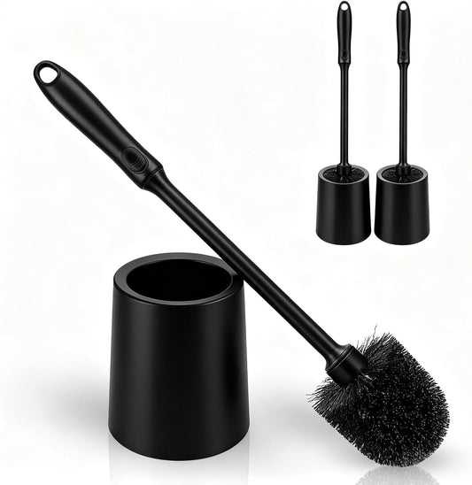 AONEZ Toilet Brush and Holder Set with Long Handle, 2 Pack, Black