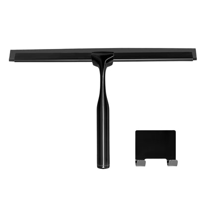 Squeegee for Shower Door, Car Windshield, and Glass Window - 2 Extra Silicone Replacement Blades - Foam Handle - Black