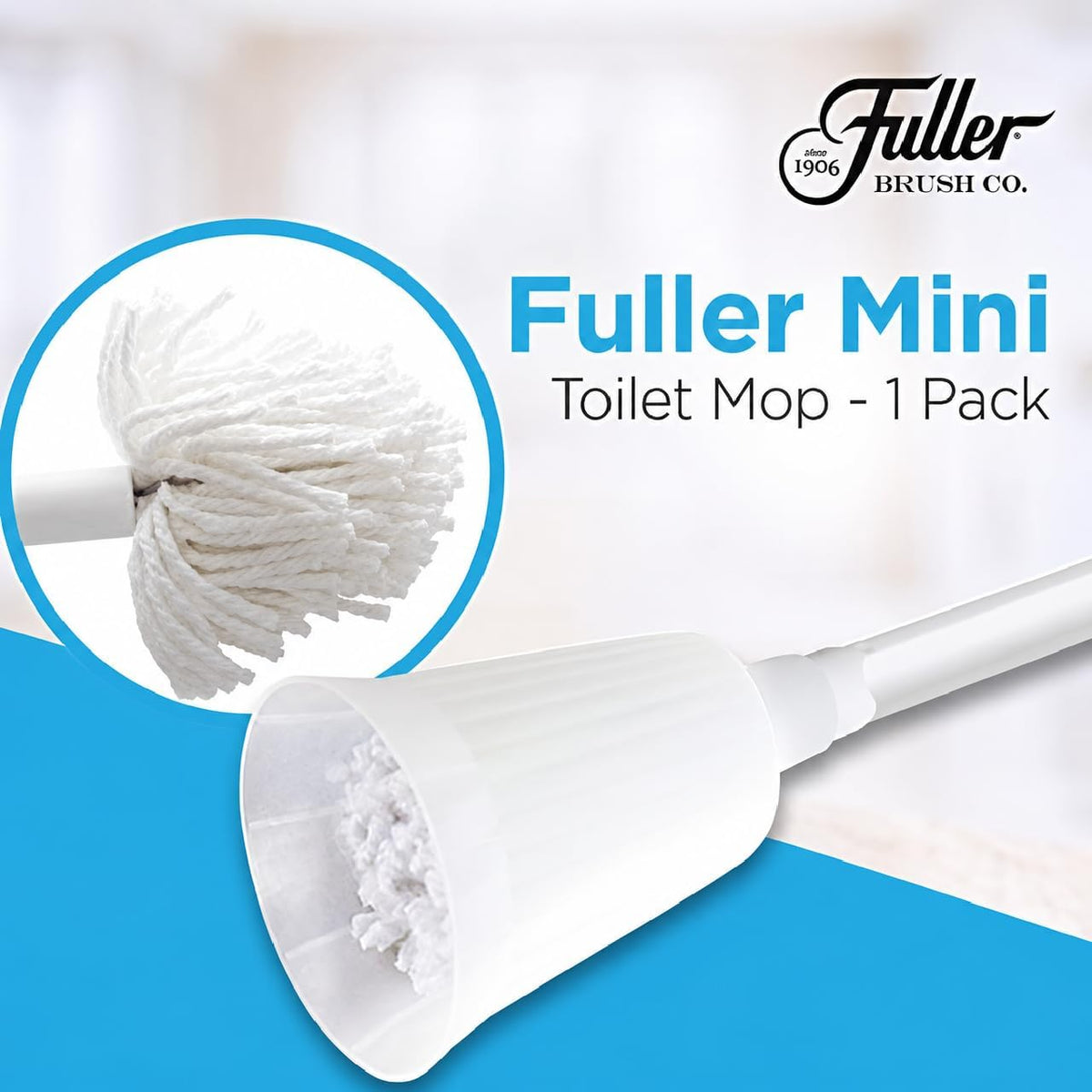 Fuller Brush Toilet Bowl Cleaner Brush – Antimicrobial Toilet Swab with Soft Non-Scratch Head, Long Handle, Deep Cleaning Under Rim (Pack of 1)