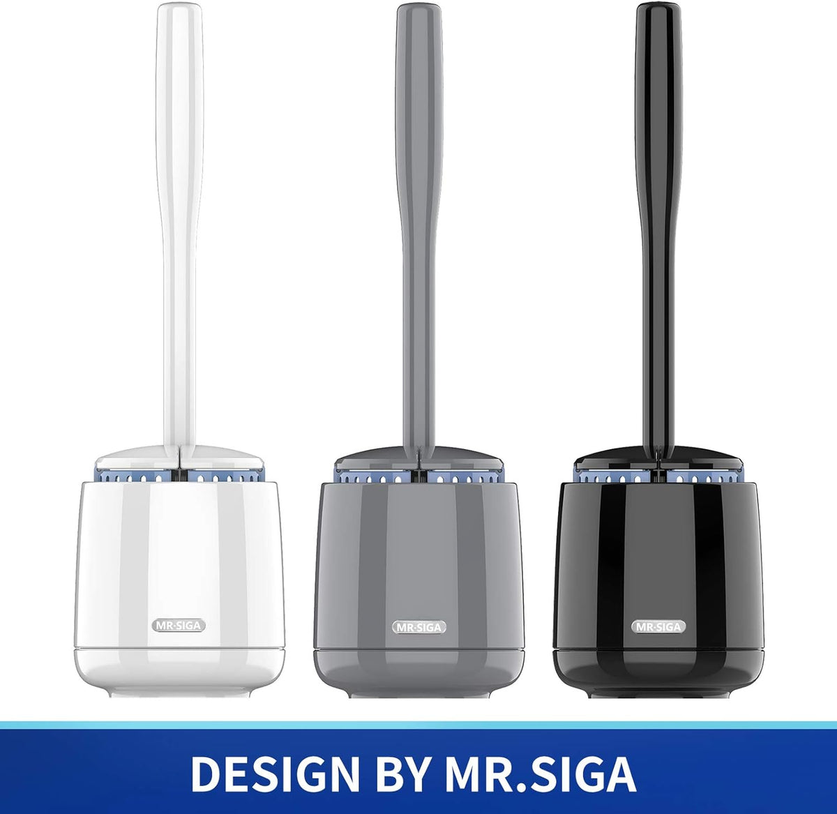 MR.SIGA Toilet Bowl Brush and Holder, Sturdy Long Handle, Gray, 1 Pack