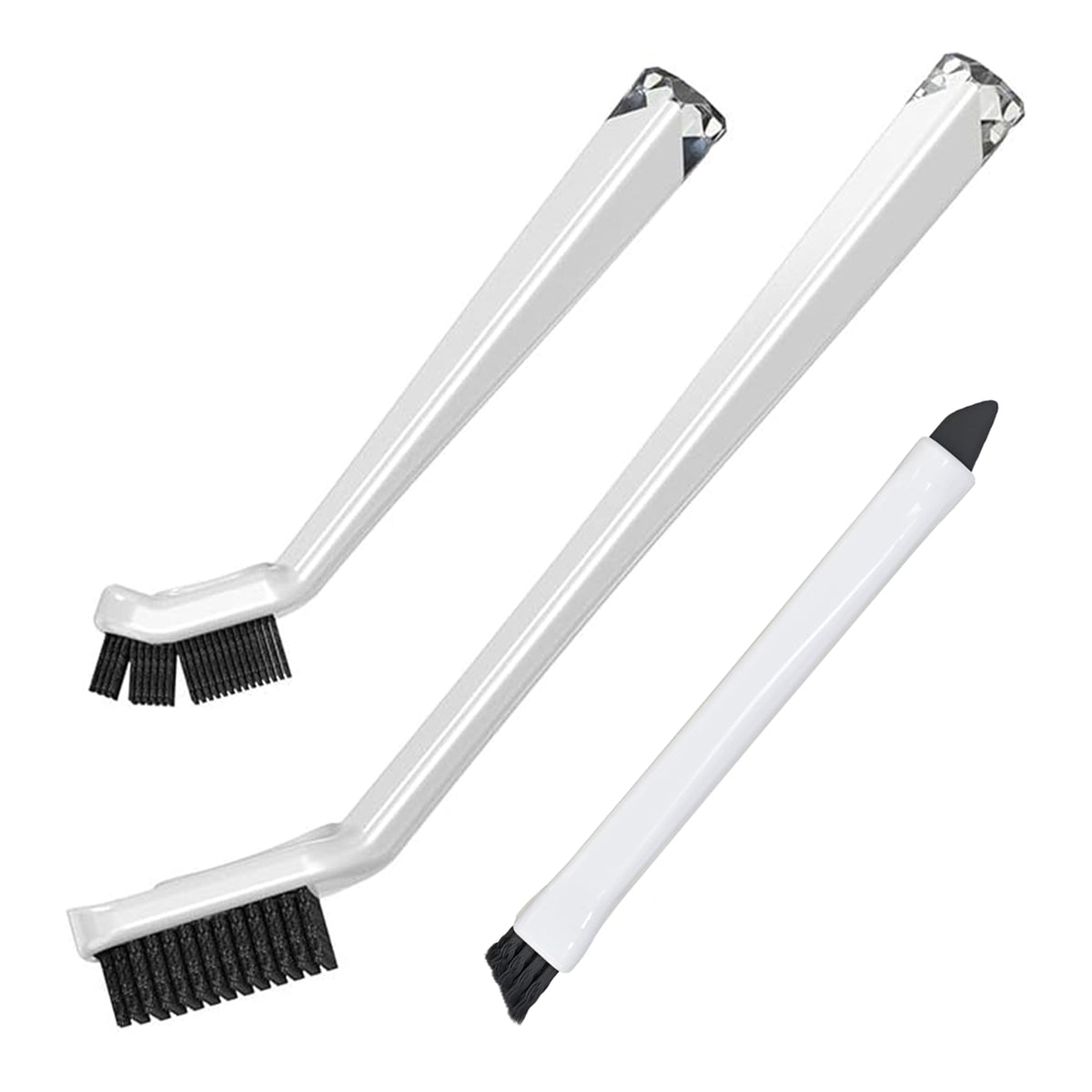 Small Cleaning Brush Set 3pcs—Crevice Brushes for Cleaning—Scrub Brushes Set with Silicone Tipped Scrub Brush—Stiff Handle Miniature Cleaning Brush for Kitchen Uensils, Tight Spaces, Tub, Shower