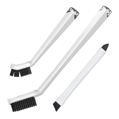 Small Cleaning Brush Set 3pcs—Crevice Brushes for Cleaning—Scrub Brushes Set with Silicone Tipped Scrub Brush—Stiff Handle Miniature Cleaning Brush for Kitchen Uensils, Tight Spaces, Tub, Shower