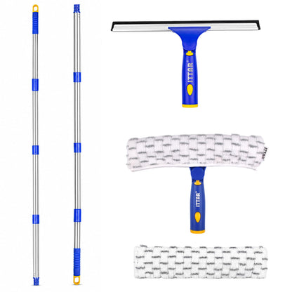 ITTAR Window Squeegee Cleaning Kit with 60" Extension Pole & Rotatable Head