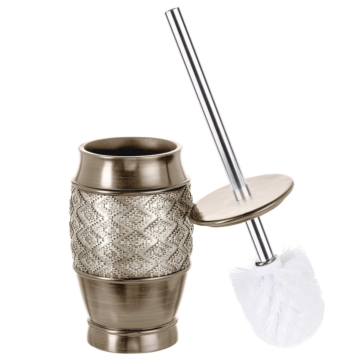 Rustic Luxe Toilet Brush and Holder Set - Beige Toilet Bowl Cleaner Brush with Strong Metal Handle - Long Bristles Toilet Bowl Brush and Holder - Rustic Farmhouse Decor