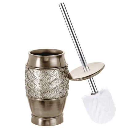 Rustic Luxe Toilet Brush and Holder Set - Beige Toilet Bowl Cleaner Brush with Strong Metal Handle - Long Bristles Toilet Bowl Brush and Holder - Rustic Farmhouse Decor