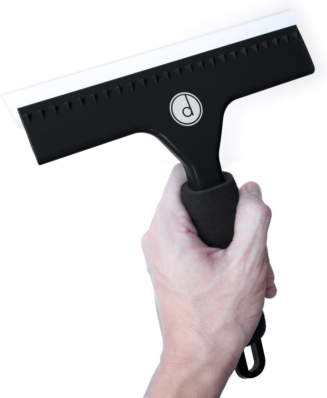 Squeegee for Shower Door, Car Windshield, and Glass Window - 2 Extra Silicone Replacement Blades - Foam Handle - Black