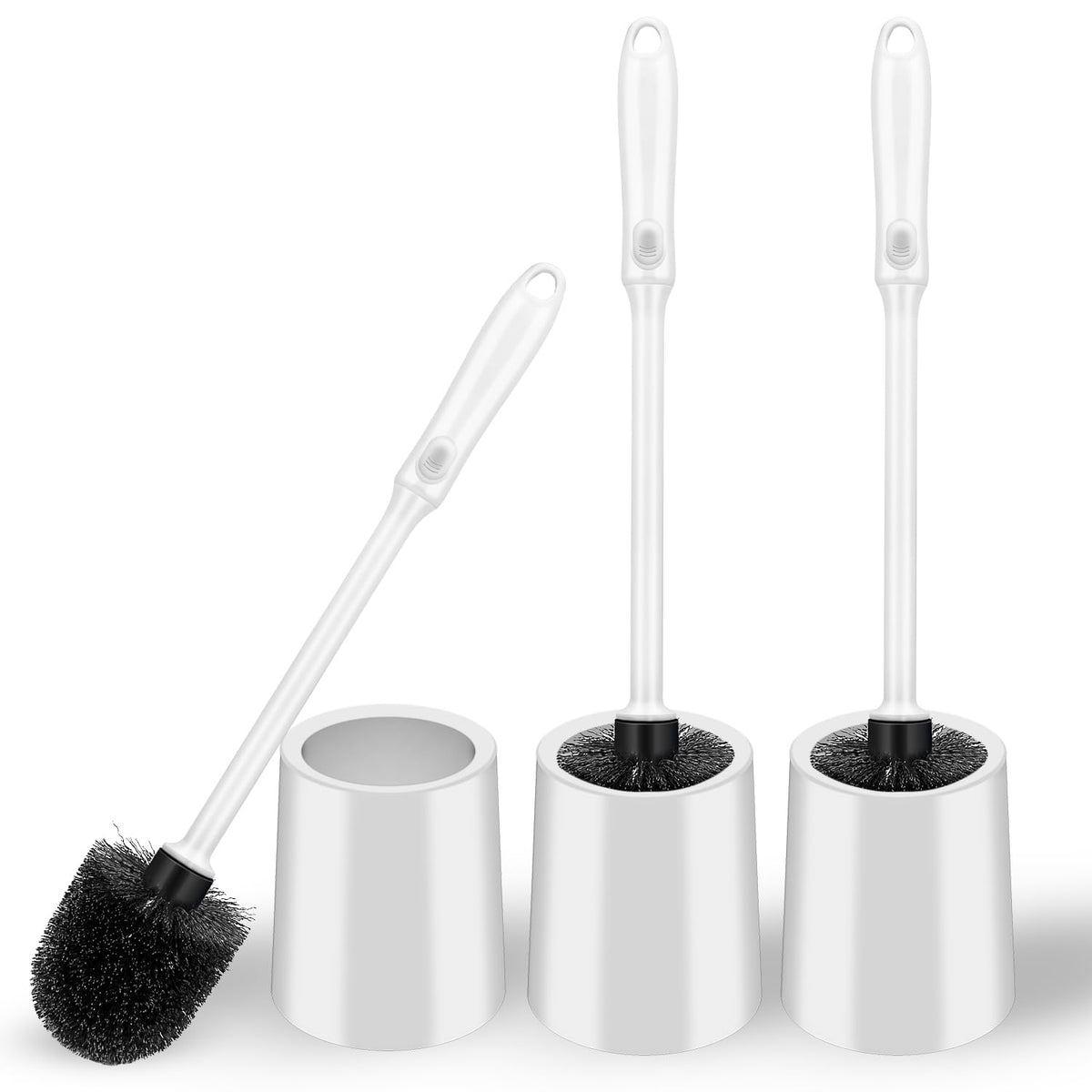 AONEZ Toilet Brush and Holder Set with Long Handle, 2 Pack, Black