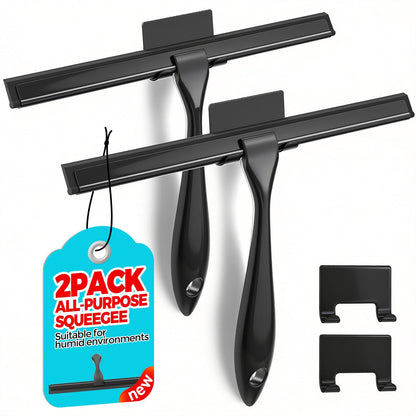 ALFLOD 2pcs Shower Squeegee for Glass Doors with Adhesive Hanging Hook Set