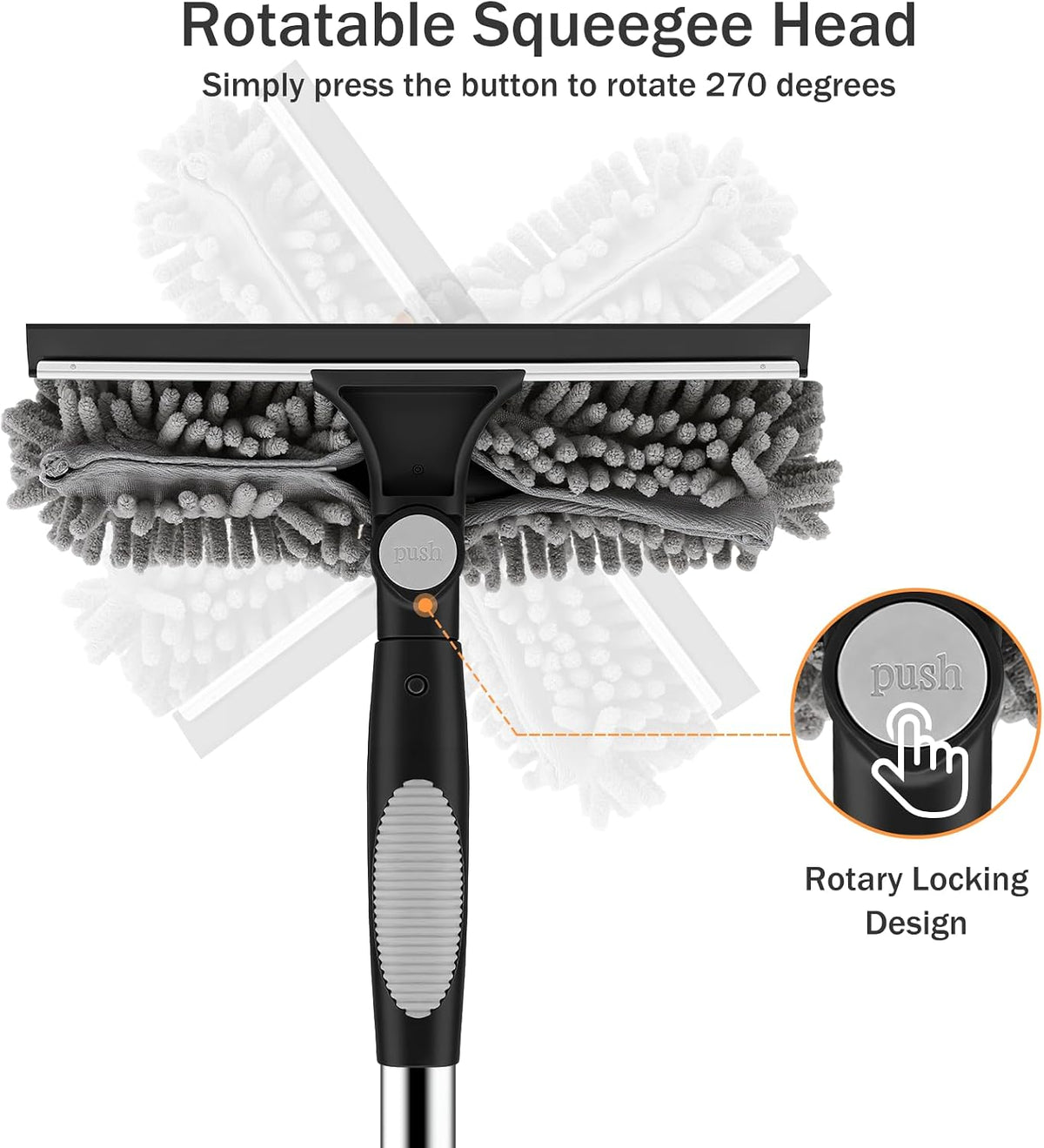 SetSail Window Squeegee with 66in Extension Pole 2-in-1 Window Cleaning Kit