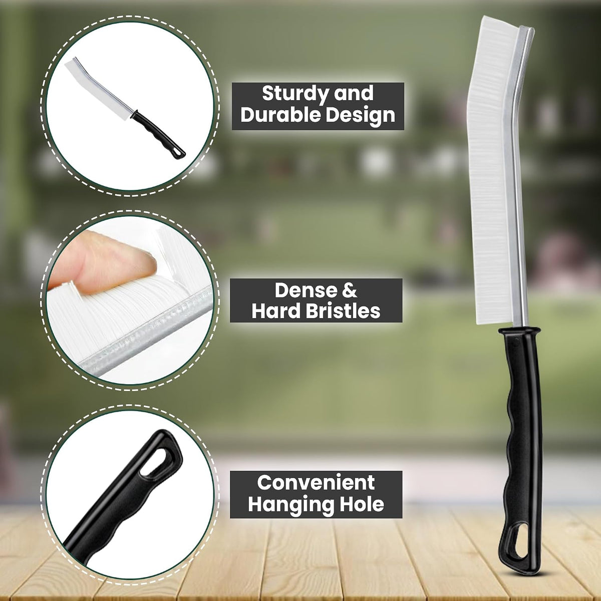 Crevice Cleaning Brush Set 3Pcs Hard Bristle Tools for Narrow Spaces