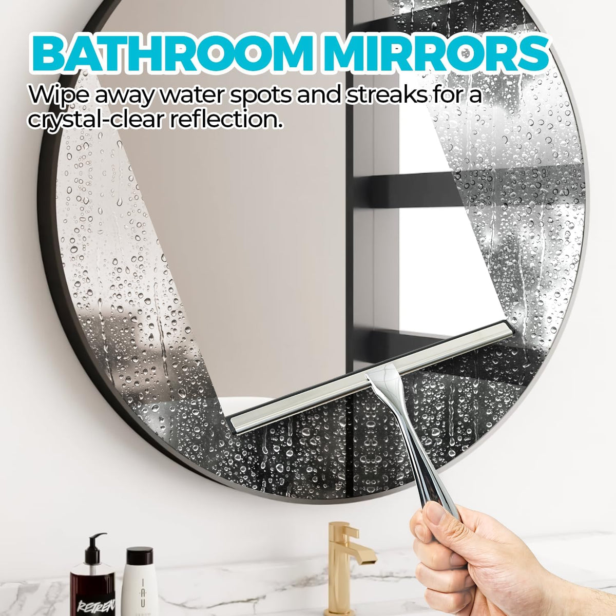 ALFLOD 2pcs Shower Squeegee for Glass Doors with Adhesive Hanging Hook Set
