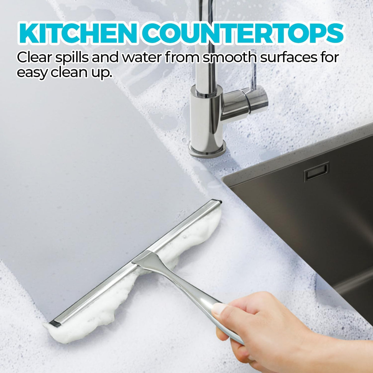 ALFLOD 2pcs Shower Squeegee for Glass Doors with Adhesive Hanging Hook Set