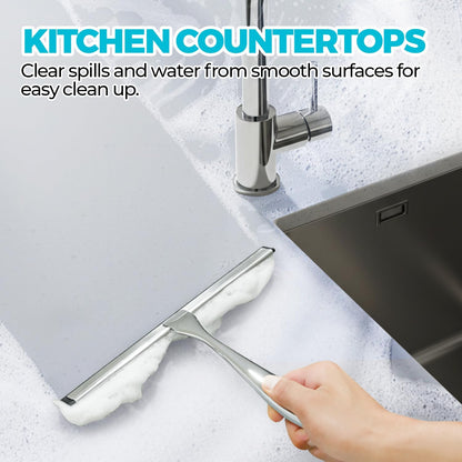 ALFLOD 2pcs Shower Squeegee for Glass Doors with Adhesive Hanging Hook Set