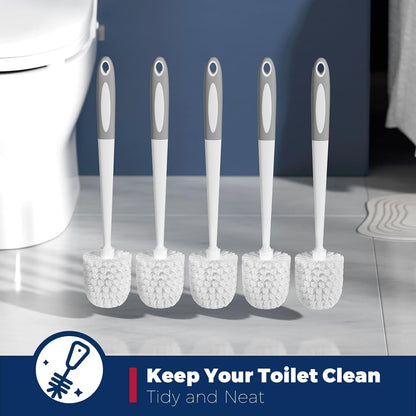 Holaloha Toilet Bowl Brush for Replacement, 5 Pack, White