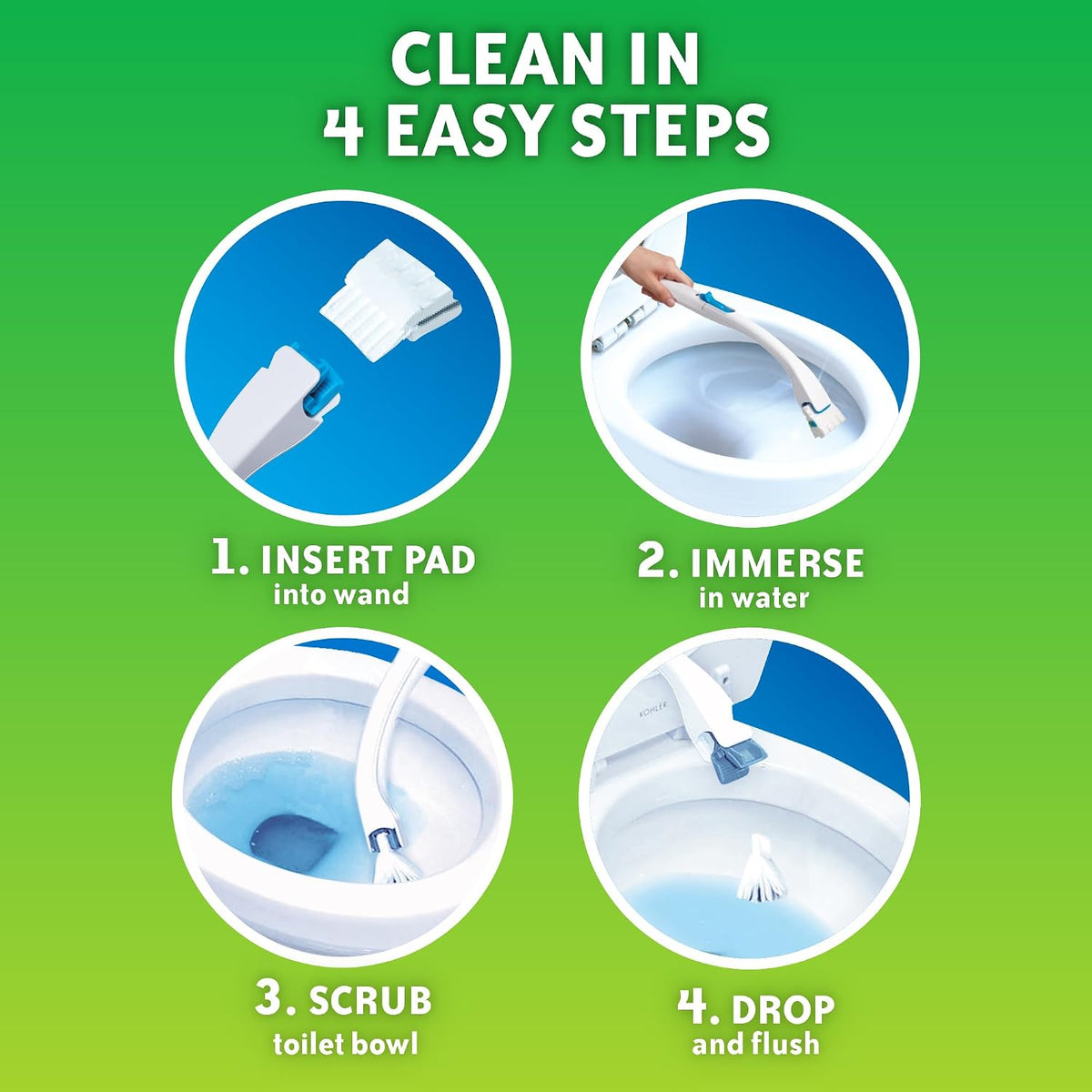 Scrubbing Bubbles Fresh Brush Toilet Bowl Cleaner Kit with Flushable Pads