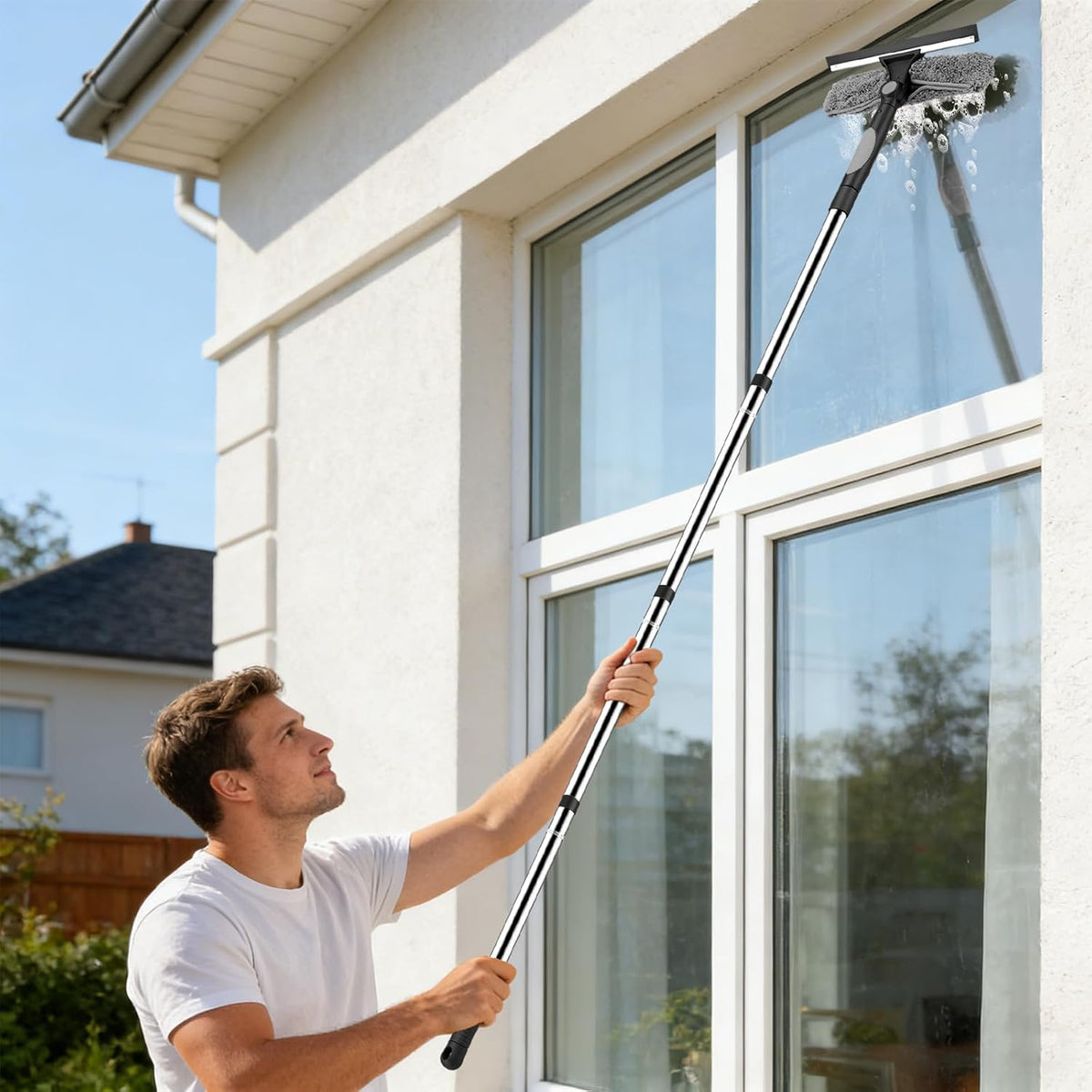 SetSail Window Squeegee with 66in Extension Pole 2-in-1 Window Cleaning Kit