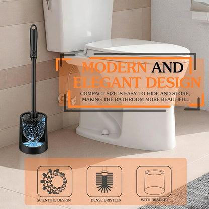 AONEZ Toilet Brush and Holder Set with Long Handle, 2 Pack, Black