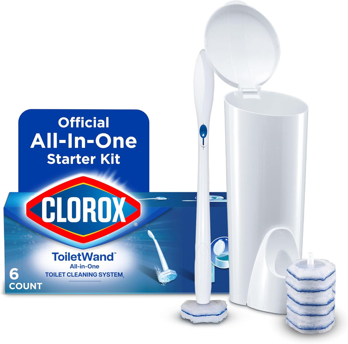 Clorox ToiletWand Toilet Cleaning Starter Kit, 1 Kit with 6 Refill Heads