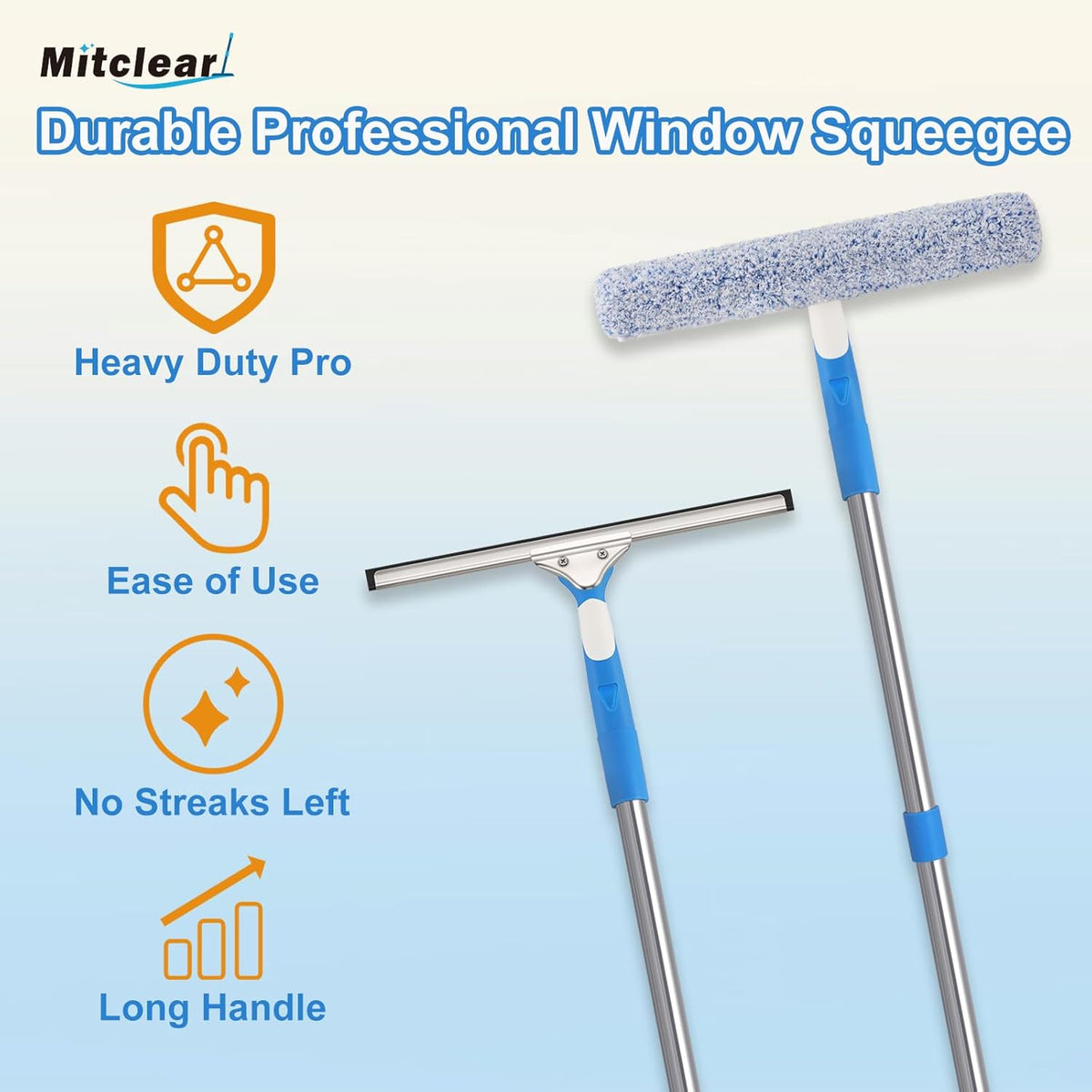 Mitclear 77'' Long Squeegee Window Cleaner Tool for Indoor Outdoor Windows