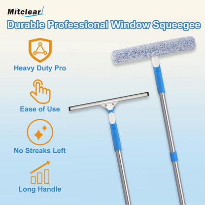 Mitclear 77'' Long Squeegee Window Cleaner Tool for Indoor Outdoor Windows