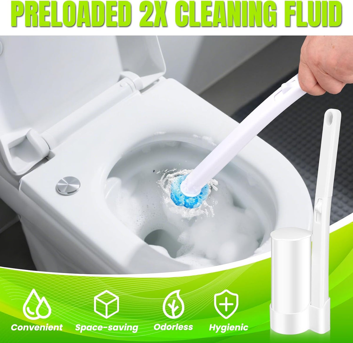 Disposable Toilet Brush with 48pcs Toilet Wand Refills, Toilet Bowl Cleaner Wands, Toilet Cleaning System Starter Kit