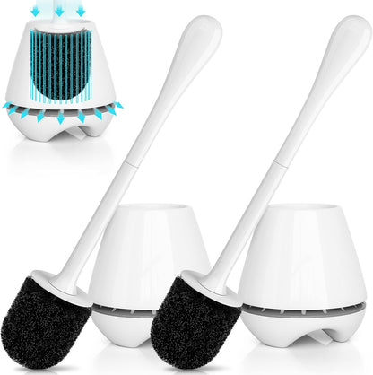 Toilet Brush and Holder 2 Pack, Toilet Brush with Ventilated Holder, Toilet Bowl Brush with Long and Large Handle for Bathroom-Toilet-Cleaning-Bristles-Comfortable