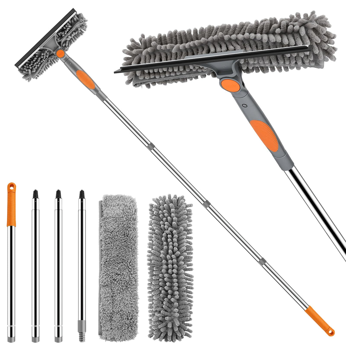 SetSail Window Squeegee with 66in Extension Pole 2-in-1 Window Cleaning Kit