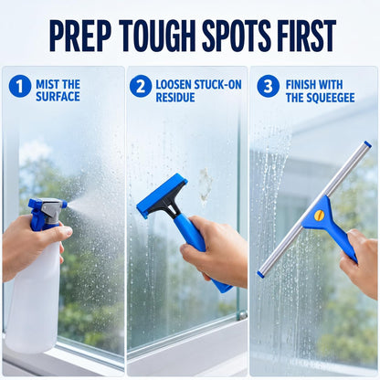 Window Cleaning Kit with 3 Gal Bucket 76" Long Handle Window Squeegee