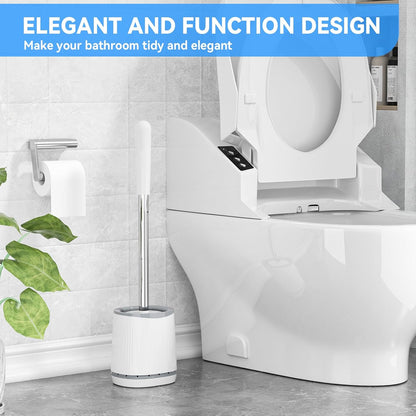 TRENTI Toilet Brush and Holder Set - Bristles Bowl Brush Head with Ventilated Holder, Wall Mounted Compact Set for Bathroom Deep Cleaning