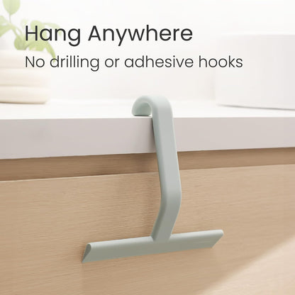 dancemoon JustHang Shower Squeegee with Built-in Hook, 10-Inch Sage Green