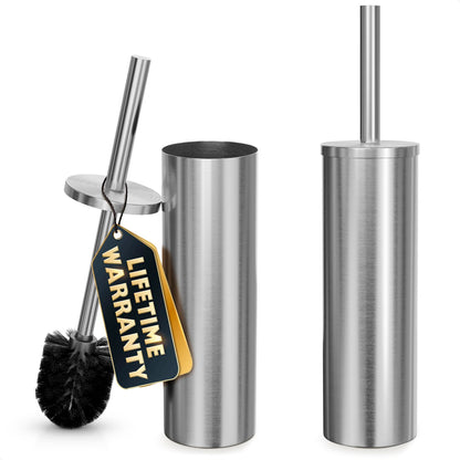 Stainless Steel Toilet Brush and Holder Set, Splash Guard (Brushed Gold)