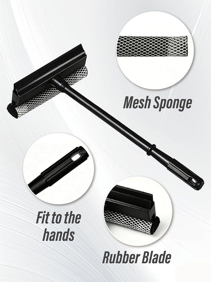 2 in1 Window Squeegee for Car, Window Cleaning Tool with 16inch Long Handle