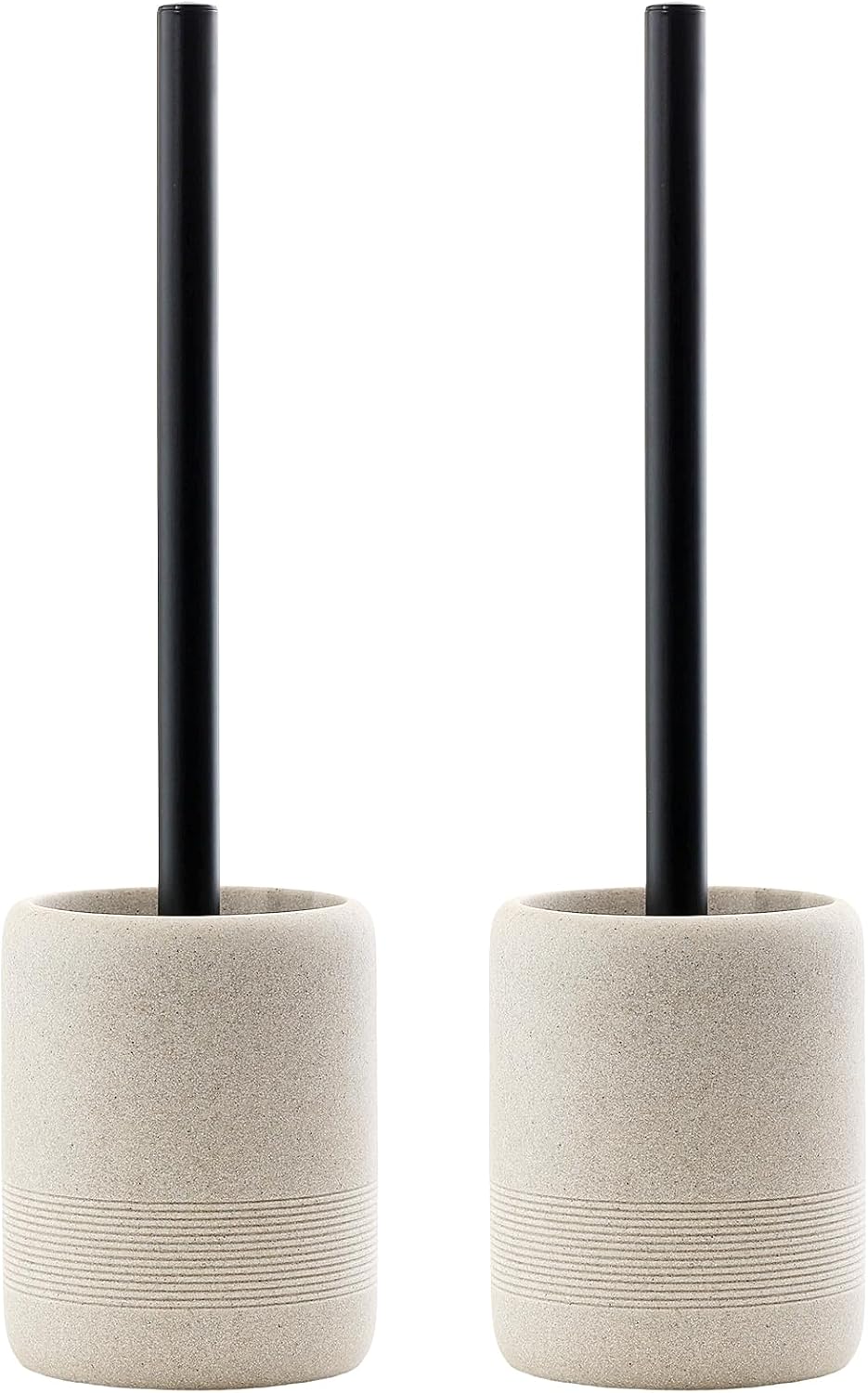 Toilet Brush and Holder Set, 2 PCS,Simple Sandstone Look,Beige