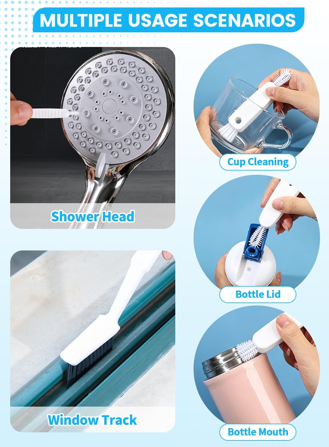 20Pcs Crevice Cleaning Brush Set, Hard Bristle Scrub Brushes for Gaps