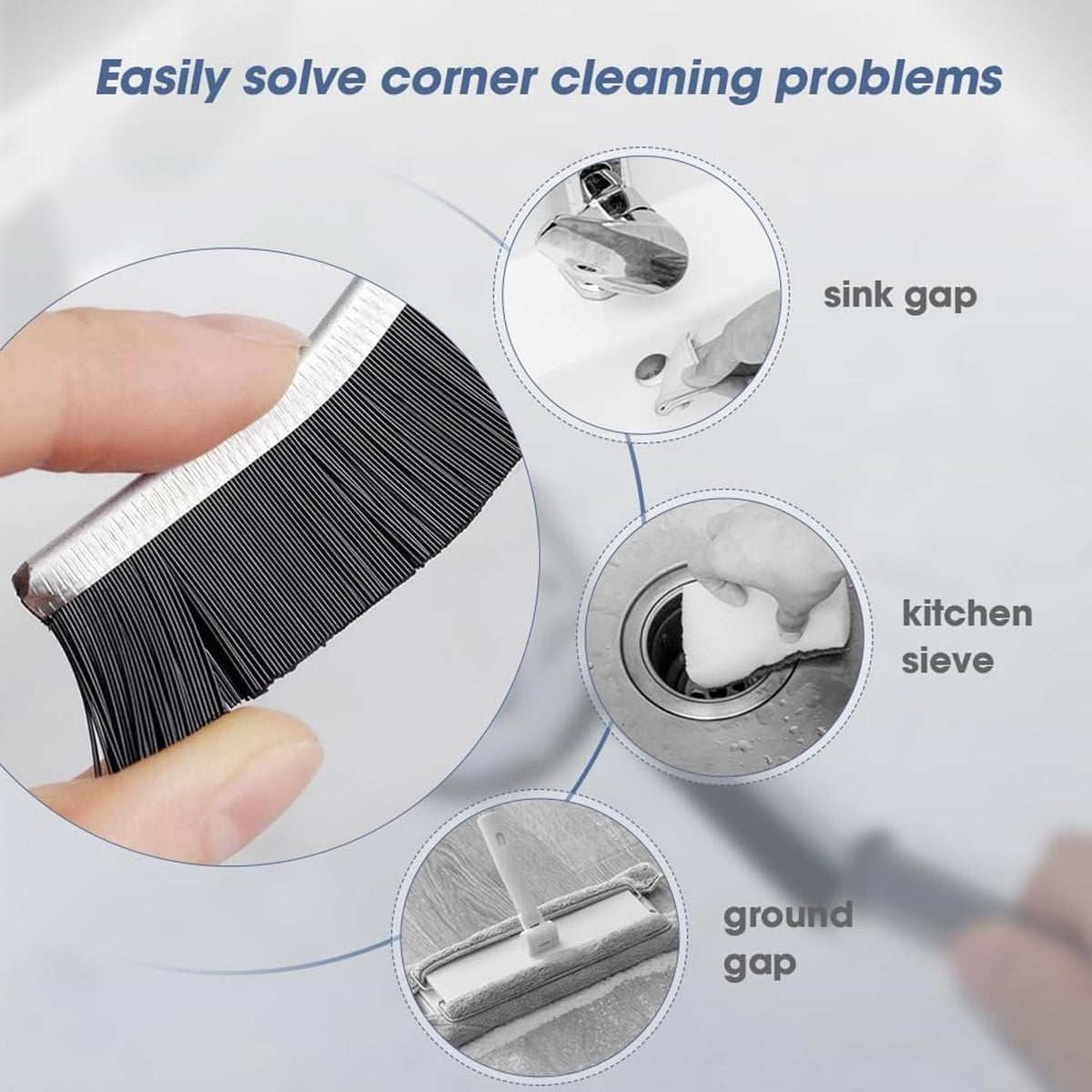 Koxuky Crevice Cleaning Brush, Hard Bristle Small Cleaning Brushes, Grout Cleaner Brush, Toilet Brush, Scrub Brush for Shower Tile, Skinny Gap Cleaning Tools for Household Use, Bathroom, Kitchen (3)