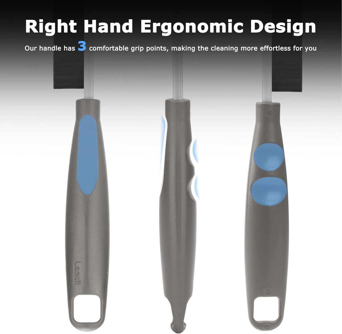 2026 NEW Ergonomic Anti-Slip Handle Grout Brush, 2Pcs Crevice Cleaning Brush, Hard Bristle Multi-Purpose Cleaning Tools, Small Cleaning Brush for Household Use Kitchen Bathroom, Right Hand