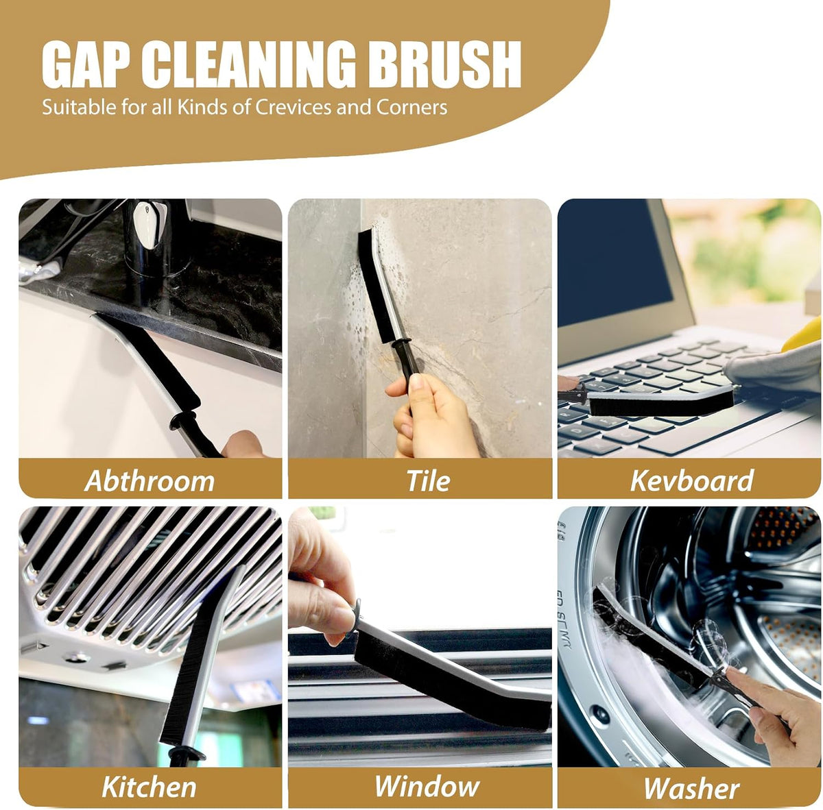 15Pcs Hard Bristle Crevice Cleaning Set,Grout Cleaner Brush,Deep Cleaning of Kitchens and Bathrooms' inaccessible Corners and Recesses