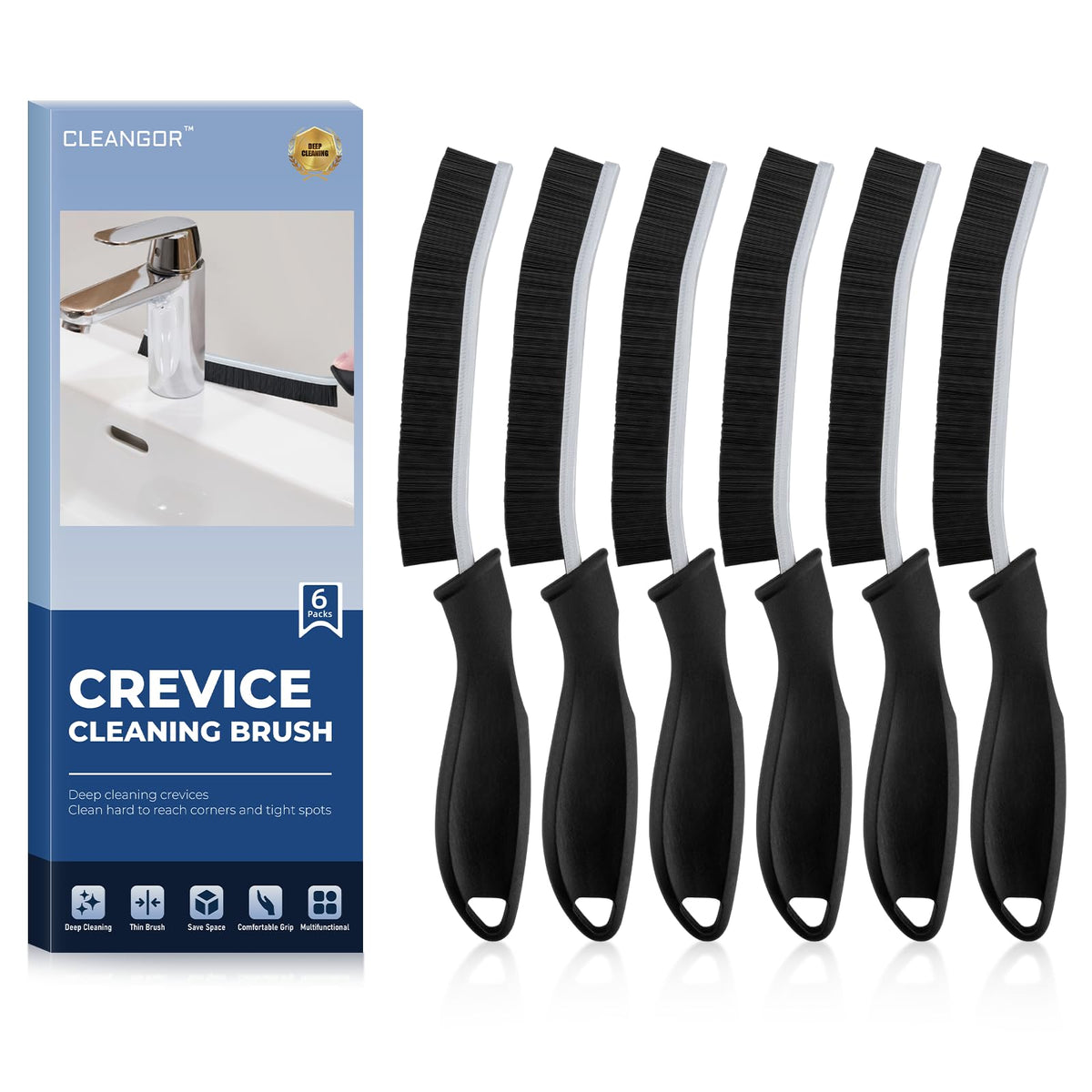 CLEANGOR Crevice Cleaning Brushes, Cleaner Scrub Brush Tool for Tight Space