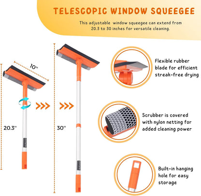 Window Squeegee for Home Glass, 20''-30'' Car Windshield Cleaner Tool