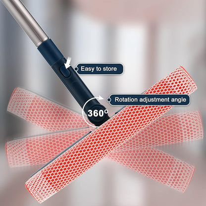 Professional Window Squeegee,2-in-1 Window Cleaner with 56" Long Stainless Steel Handle,Window Washing Kit, Glass Door Cleaner,Multi-Use Car Windshield Cleaning Tool for Gas Station, Glass,Shower