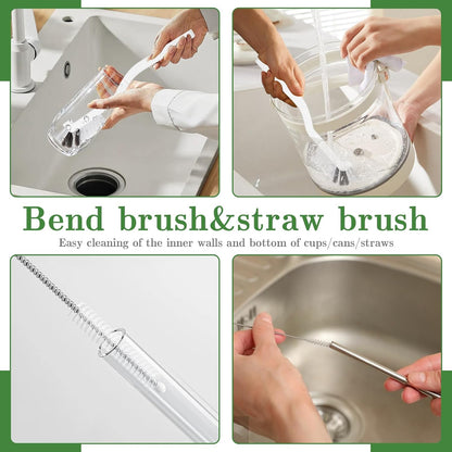 15 Pcs Crevice Cleaning Brush, Multifunctional Grout Brush and Straw Brush