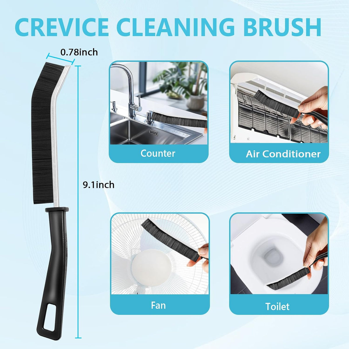 9PCS Crevice Cleaning Brush, Hard Bristle Scrub Brushes Tools