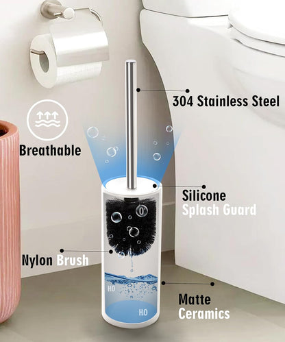 Matt White Ceramic Toilet Brush and Holder Set