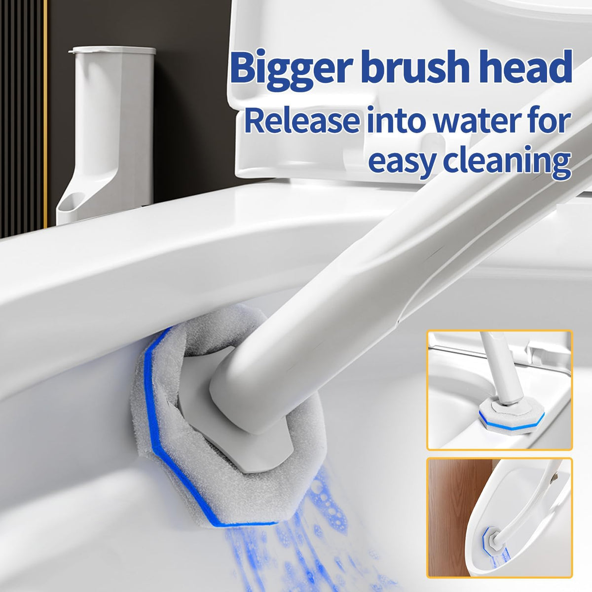 Hohoky 100pc Bulk Toilet Brush Refills - Disposable Toilet Brush Replacement Heads, Pack for Household Cleaning Bathroom cleaners Compatible Heads,washroom mats Cleaning System,Clean Refill Pads.