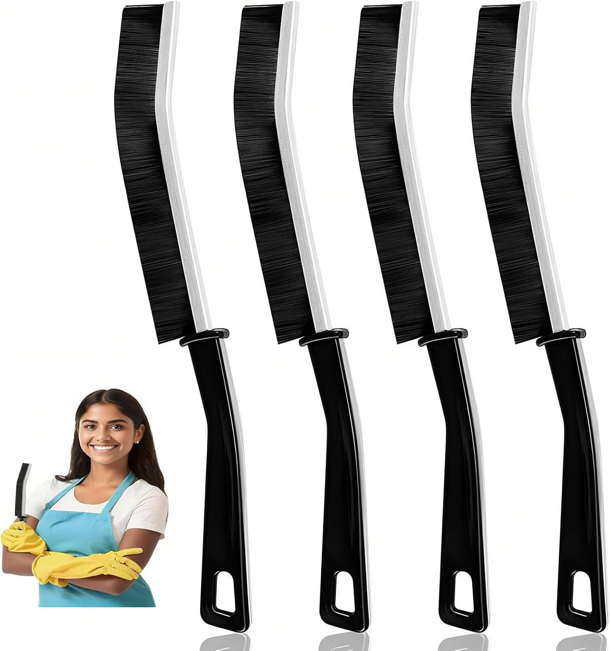 4 PCS Crevice Cleaning Brush,Hard Bristle Crevice Cleaning Brush,Crevice Cleaning Tool is Effective to Clean The Small Gap of Kitchen, tolilet and Windows.