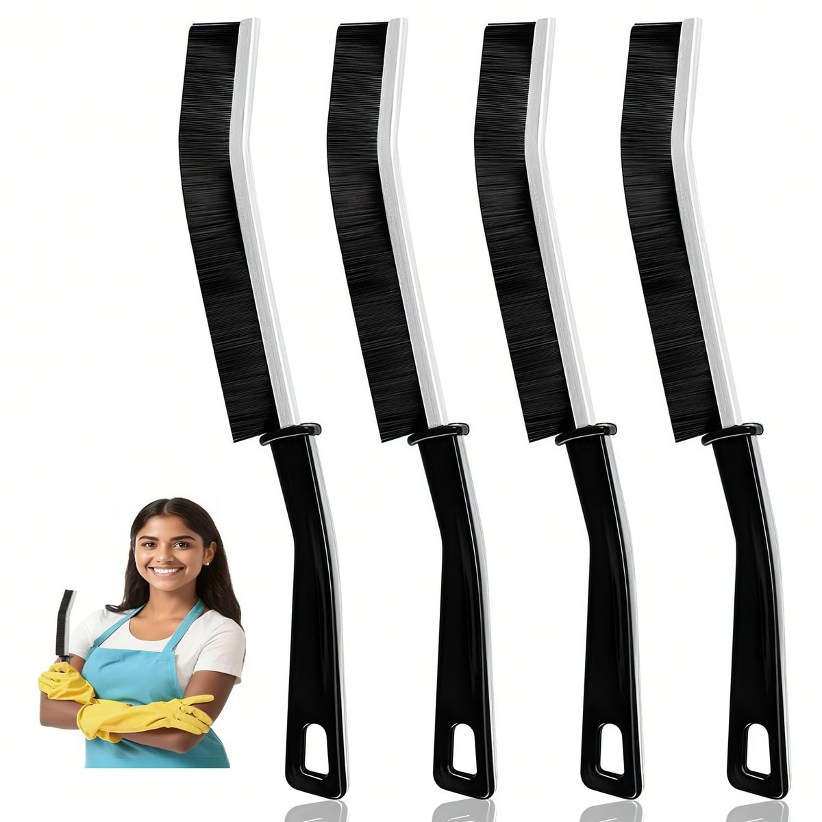 4 PCS Crevice Cleaning Brush,Hard Bristle Crevice Cleaning Brush,Crevice Cleaning Tool is Effective to Clean The Small Gap of Kitchen, tolilet and Windows.