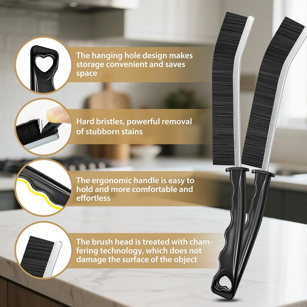 15Pcs Hard Bristle Crevice Cleaning Set,Grout Cleaner Brush,Deep Cleaning of Kitchens and Bathrooms' inaccessible Corners and Recesses